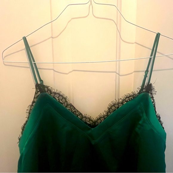 NWT Women’s Gibsonlook Green Camisole with Lace Trim, Size Large - Picture 3 of 7